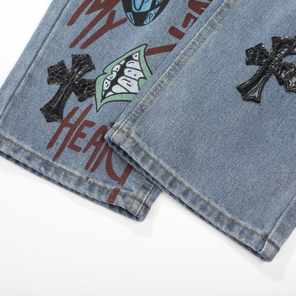 Chrome Hearts American street art cross with straight shaft Pants