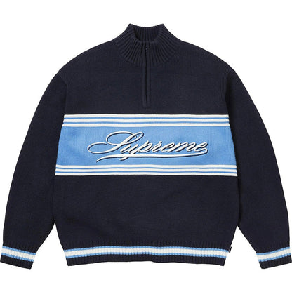 Supreme Script Stripe Half Zip Sweater